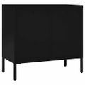 vidaXL Komoda čierna 75x35x70 cm oceľ a tvrdené sklo