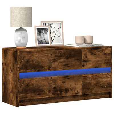vidaXL TV stolík s LED dymový dub 100x34x50 cm kompozitné drevo