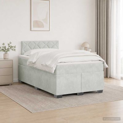 vidaXL Posteľ boxspring s matracom Svetlosivá 120 x 190 cm Zamat