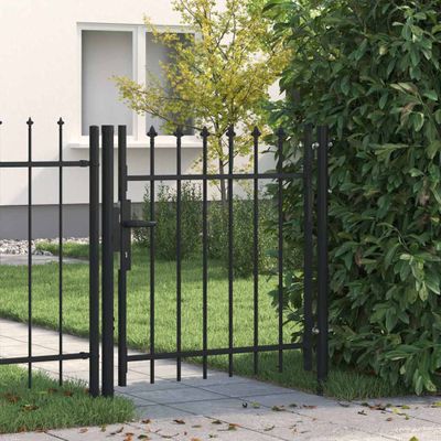 vidaXL Plotová brána BOXTEL jednokrídlová s hrotovým vrchom, oceľ 1x1 m, čierna