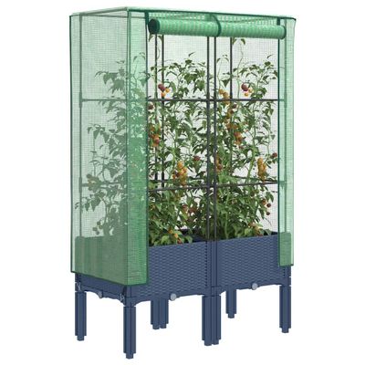 vidaXL Záhon s krytom na skleník ratanový vzhľad 80x40x140 cm