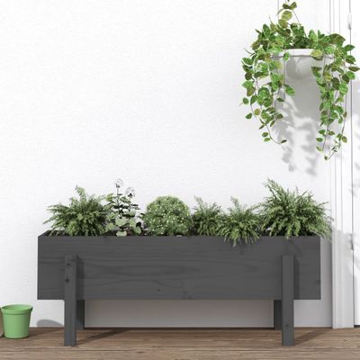 vidaXL Záhradný vyvýšený záhon sivý 101x30x38 cm masívna borovica