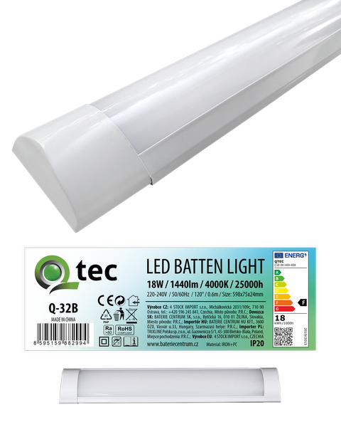 Q-32B 18W LED BATTEN LIGHT podlinkové svetlo - biele QTEC 60cm
