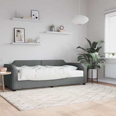 vidaXL Denná posteľ s matracom tmavosivá 90x200 cm látka