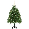 vidaXL Vianočný stromček s 150 LED-i so stojanom Zelená 120 cm PE