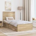vidaXL Rám postele Sonoma dub 75 x 190 cm Masívne borovicové drevo