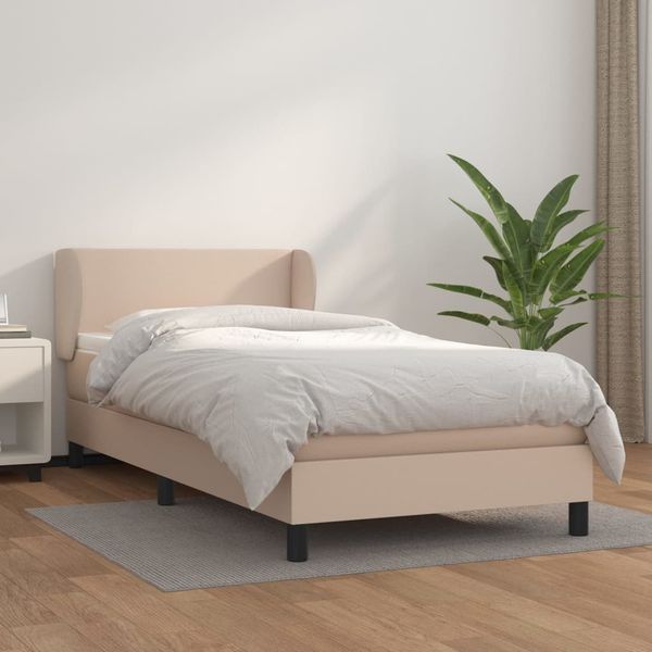 vidaXL Boxspring posteľ s matracom kapučínová 90x200 cm umelá koža