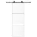 vidaXL Posuvné dvere s kovaním čierne 76x205 cm ESG sklo