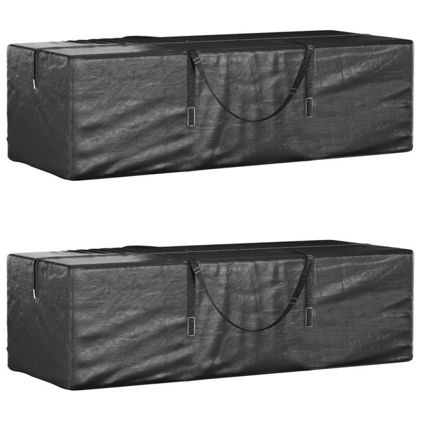 vidaXL Tašky na záhradné vankúše 2 ks čierne 135x40x55 cm polyetylén