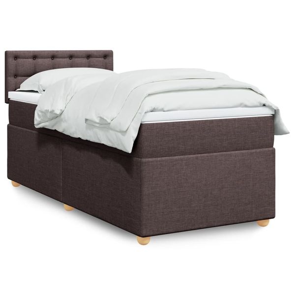 vidaXL Boxspring posteľ s matracom tmavohnedá 90x190 cm látka