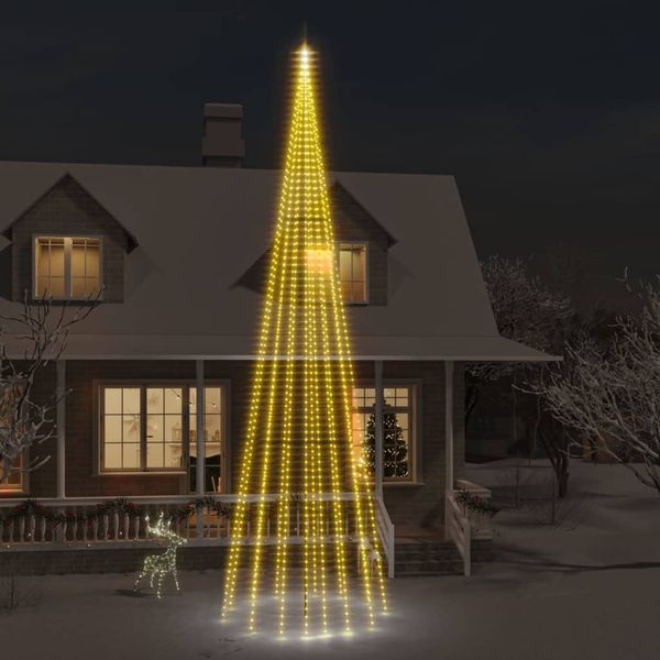vidaXL Vianočný stromček na stožiar teplé biele svetlo 1134 LED 800 cm
