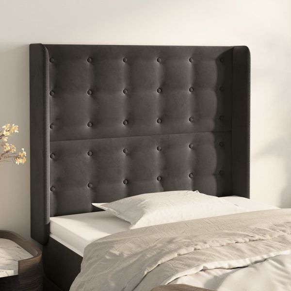 vidaXL Čelo postele so záhybmi tmavosivé 93x16x118/128 cm zamat