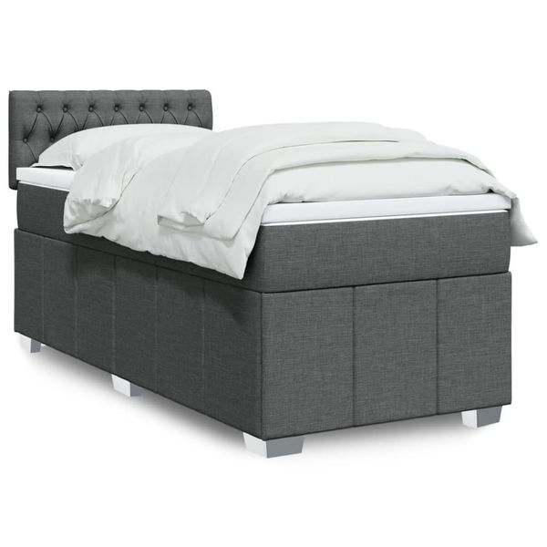 vidaXL Posteľný rám boxsping s matracom tmavosivý 80x200 cm látka