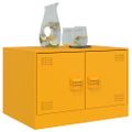 vidaXL Konferenčný stolík horčicovo-žltý 67x50x44 cm oceľ