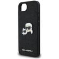 Karl Lagerfeld HC Fixed Glitter K&C Heads Logo Metal Pin puzdro pre iPhone 16e Čierna