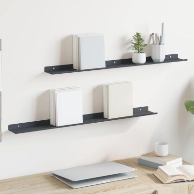 vidaXL Závesná polica Nástenný 2 pcs Antracit 80 x 9 x 2,5 cm Oceľ