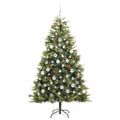 vidaXL Umelý vianočný stromček s pniškami Zelená 180 cm PVC a PE a kov