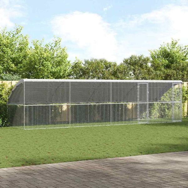 vidaXL Klietka pre sliepky 4 pcs Strieborná 800 x 200 x 200 cm