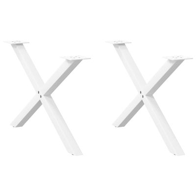 vidaXL Nohy konferenčného stolíka v tvare X, 2 ks, biele, 70 x (42-43) cm, oceľové