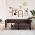 vidaXL Pohovka Chesterfield 3-miestna tmavohnedá látka