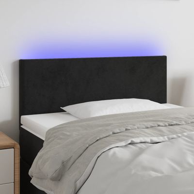 vidaXL Čelo postele s LED čierne 80x5x78/88 cm zamat