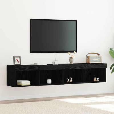 vidaXL Zostava TV skriniek s LED 2 pcs Čierny dub 80 x 30 x 30 cm