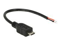 Elektrický kábel - obnažený drôt do Micro-USB typ B (iba napájanie) (M) - 10 cm - čierna