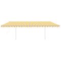 vidaXL Automatická markíza, LED a senzor vetra 6x3 m, žltá/biela