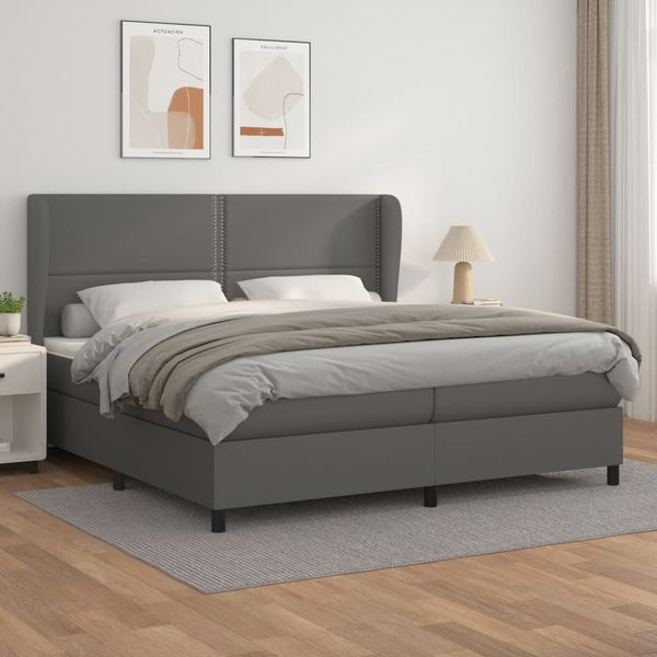 vidaXL Boxspring posteľ s matracom sivá 200x200 cm umelá koža