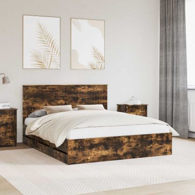 vidaXL Rám postele Dymová dub 160 x 200 cm Inžinierske drevo