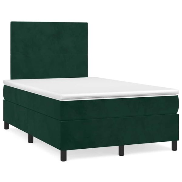 vidaXL Boxspring posteľ s matracom, tmavozelená 120x190cm, zamat