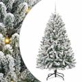 vidaXL Umelý Sklápací Vianočný Stromček 150 LED Zelená a biela 150 cm