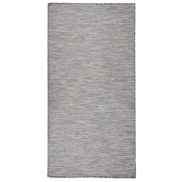 vidaXL Vonkajší koberec s plochým tkaním 100x200 cm hnedý a modrý
