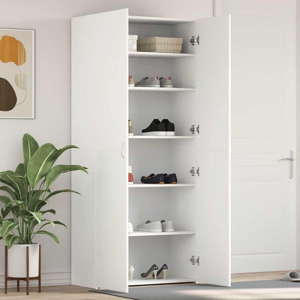 vidaXL Skriňa na topánky Biela 80 x 35.5 x 180 cm Kompozitné drevo