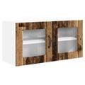 vidaXL Nástenný sklenený kabinet PORTO Staré drevo 80 x 31 x 40 cm