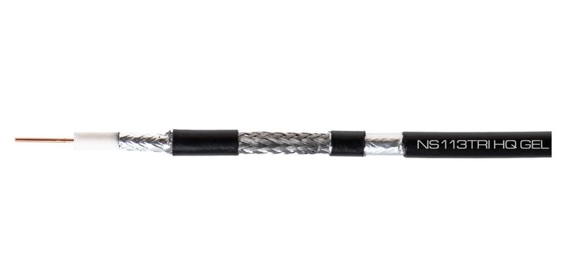 Koaxiálny kábel CONO-TECH RG6 NS CB113 1,13mm CU, Trishield, PE, 6,8mm, GEL 100m čierny Koaxiálny kabel CONO-TECH  RG6 NS CB113  1,13mm CU, Trishield, PE, 6,8mm, GEL 100m čierny