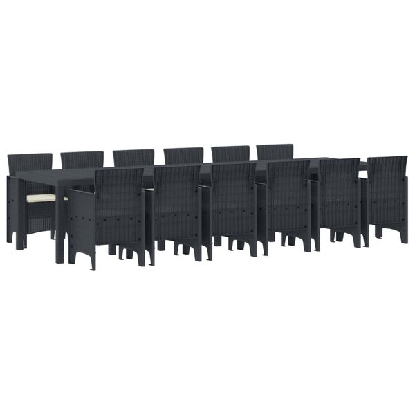 vidaXL Záhradný jedálenský set 13 pcs Antracit Polt ratan