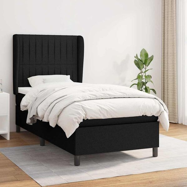 vidaXL Boxspring posteľ s matracom čierna 100x200 cm látka