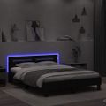 vidaXL Posteľný rám s čelom a LED čierny 140x200 cm