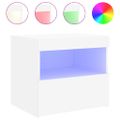 vidaXL Nočný stolík s LED svetlami biely 50x40x45 cm