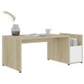 vidaXL Konferenčný stolík, biela+sonoma 90x45x35 cm, kompozitné drevo