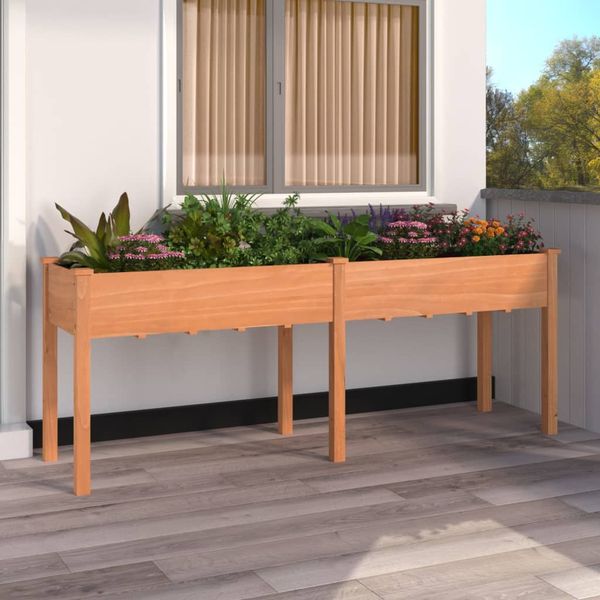 vidaXL Kvetináč s vložkou hnedý 203x53x76 cm jedľový masív