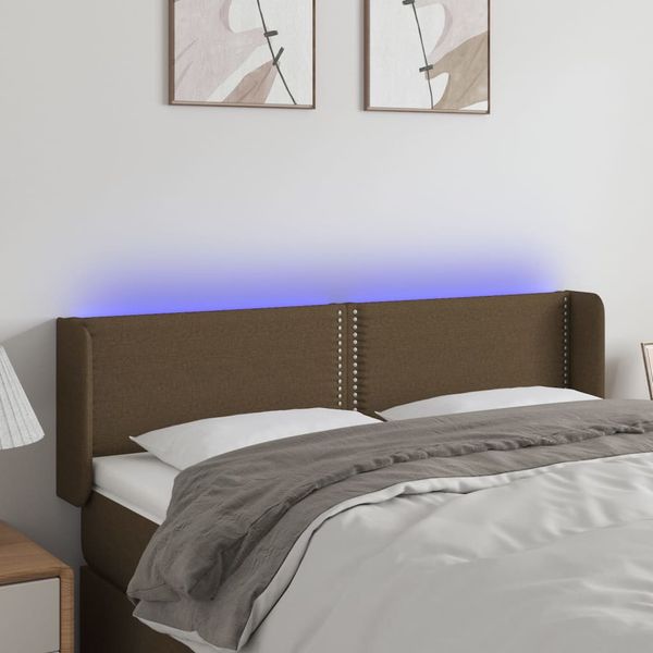vidaXL Čelo postele s LED tmavohendé 147x16x78/88 cm látka