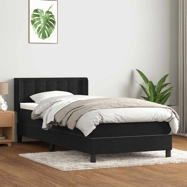 vidaXL Box Spring Posteľ s matracom Čierna 100x220 cm Zamat
