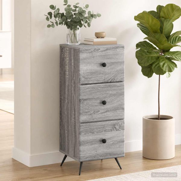 vidaXL Zásuvkový kabinet Sivá sonoma 33 x 34,5 x 90 cm