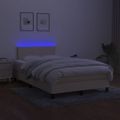 vidaXL Posteľ boxsping s matracom a LED krémová 120x200 cm látka