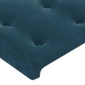 vidaXL Čelo postele s LED tmavomodré 183x16x118/128 cm zamat