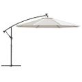 vidaXL Závesný záhradný slnečník s LED, kovová tyč 350 cm, pieskový