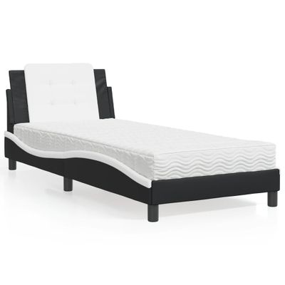 vidaXL Rám postele bez matraca Zadar čierno-biela 90x190 cm umelá koža