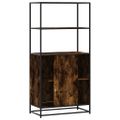 vidaXL Vysoká skrinka dymový dub 68x35x139 cm kompozitné drevo+kov